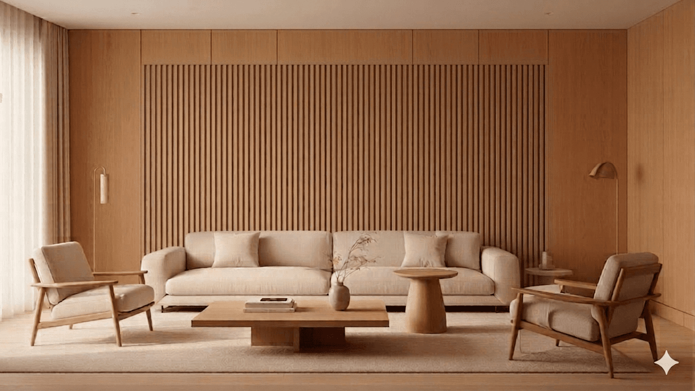 Modern interieur met akoestische wandpanelen